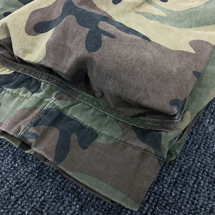 Summer New American Retro Heavyweight Camouflage Cargo Shorts Men's Pure Cotton Washed Loose Multi-pocket Casual 5-point Pants