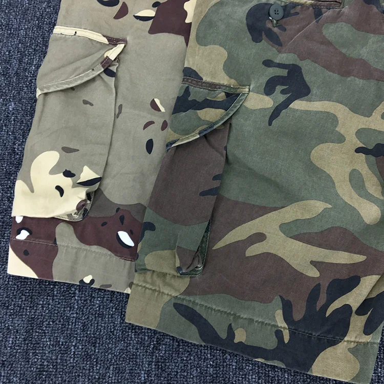 Summer New American Retro Heavyweight Camouflage Cargo Shorts Men's Pure Cotton Washed Loose Multi-pocket Casual 5-point Pants