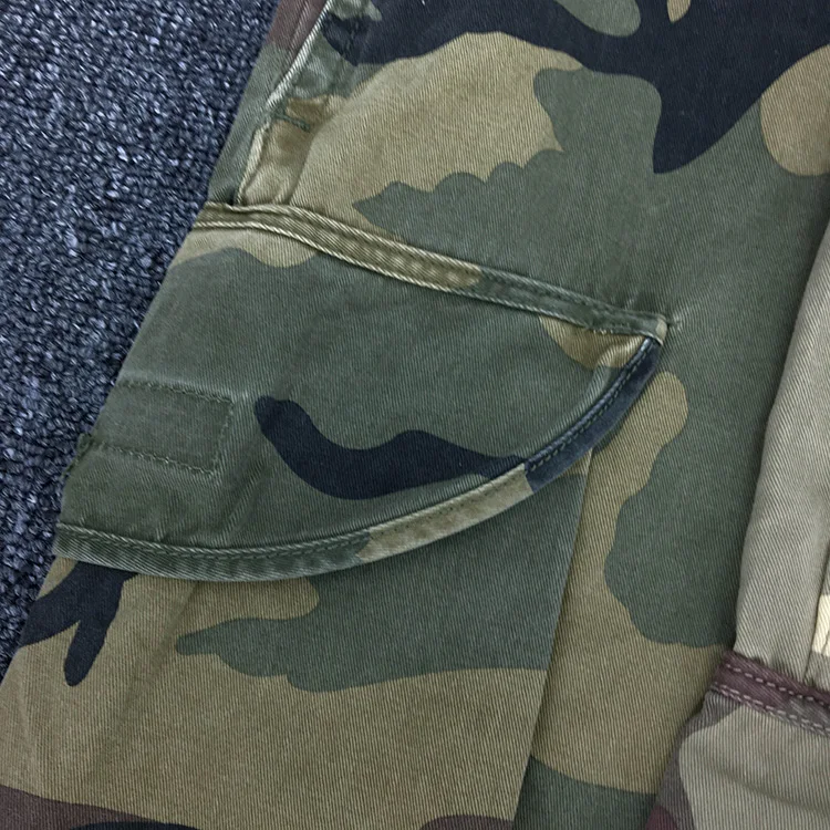 Summer New American Retro Heavyweight Camouflage Cargo Shorts Men's Pure Cotton Washed Loose Multi-pocket Casual 5-point Pants