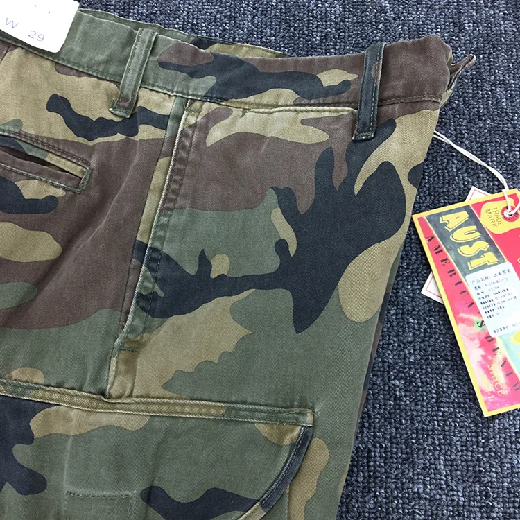 Summer New American Retro Heavyweight Camouflage Cargo Shorts Men's Pure Cotton Washed Loose Multi-pocket Casual 5-point Pants