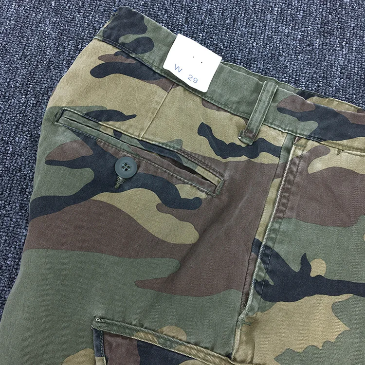 Summer New American Retro Heavyweight Camouflage Cargo Shorts Men's Pure Cotton Washed Loose Multi-pocket Casual 5-point Pants