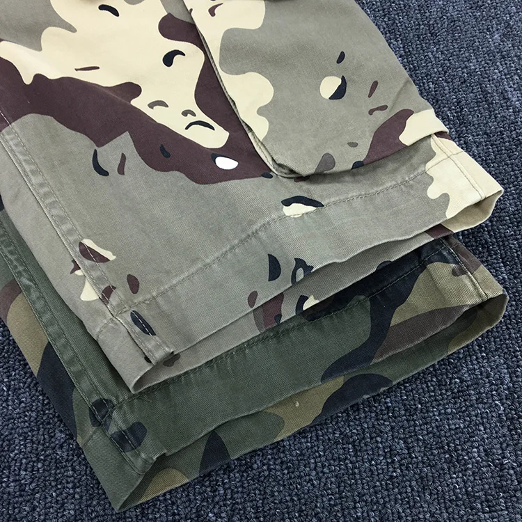 Summer New American Retro Heavyweight Camouflage Cargo Shorts Men's Pure Cotton Washed Loose Multi-pocket Casual 5-point Pants
