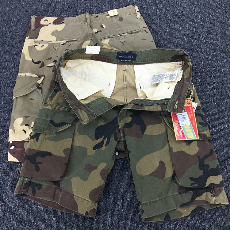 Summer New American Retro Heavyweight Camouflage Cargo Shorts Men's Pure Cotton Washed Loose Multi-pocket Casual 5-point Pants
