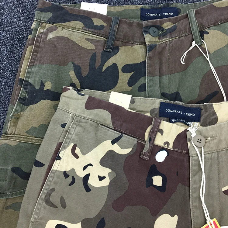 Summer New American Retro Heavyweight Camouflage Cargo Shorts Men's Pure Cotton Washed Loose Multi-pocket Casual 5-point Pants