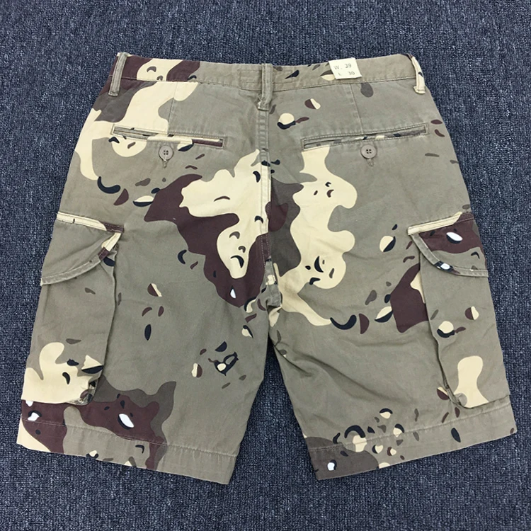 Summer New American Retro Heavyweight Camouflage Cargo Shorts Men's Pure Cotton Washed Loose Multi-pocket Casual 5-point Pants