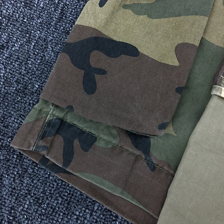 Summer New American Retro Heavyweight Camouflage Cargo Shorts Men's Pure Cotton Washed Loose Multi-pocket Casual 5-point Pants