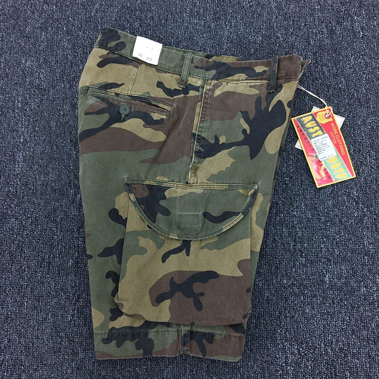 Summer New American Retro Heavyweight Camouflage Cargo Shorts Men's Pure Cotton Washed Loose Multi-pocket Casual 5-point Pants