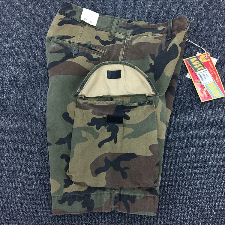 Summer New American Retro Heavyweight Camouflage Cargo Shorts Men's Pure Cotton Washed Loose Multi-pocket Casual 5-point Pants