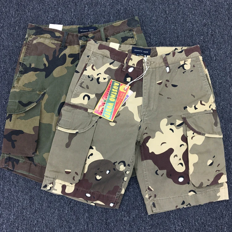 Summer New American Retro Heavyweight Camouflage Cargo Shorts Men's Pure Cotton Washed Loose Multi-pocket Casual 5-point Pants