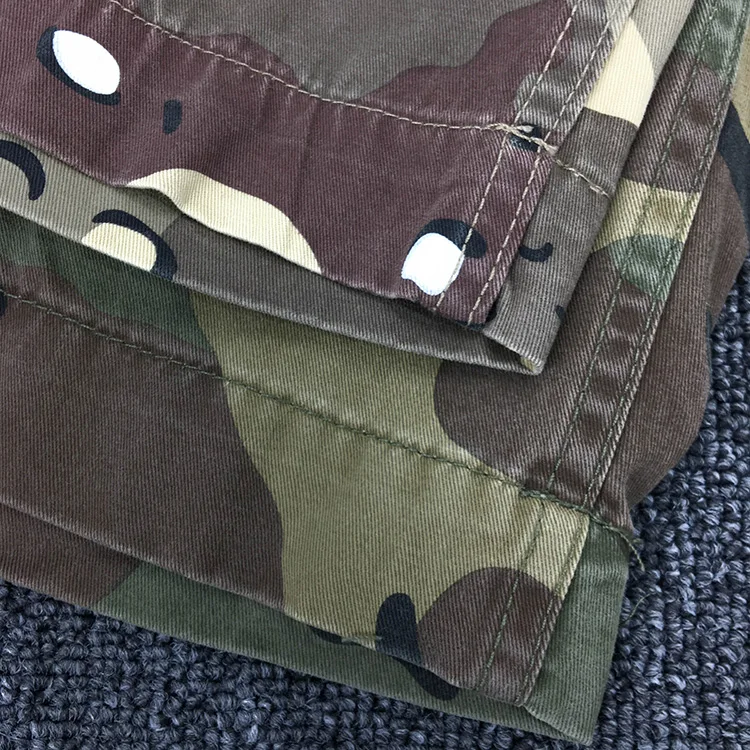 Summer New American Retro Heavyweight Camouflage Cargo Shorts Men's Pure Cotton Washed Loose Multi-pocket Casual 5-point Pants