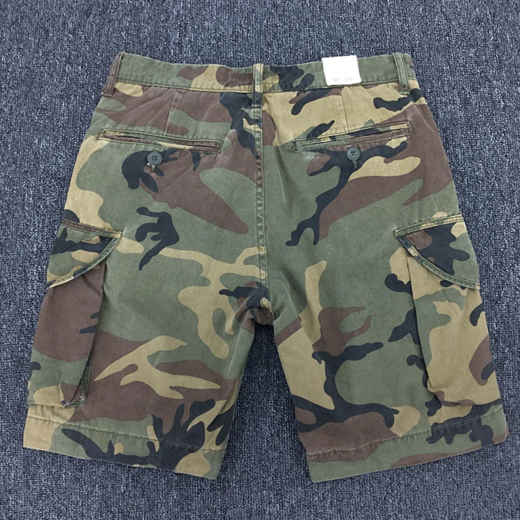 Summer New American Retro Heavyweight Camouflage Cargo Shorts Men's Pure Cotton Washed Loose Multi-pocket Casual 5-point Pants