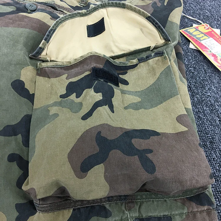 Summer New American Retro Heavyweight Camouflage Cargo Shorts Men's Pure Cotton Washed Loose Multi-pocket Casual 5-point Pants
