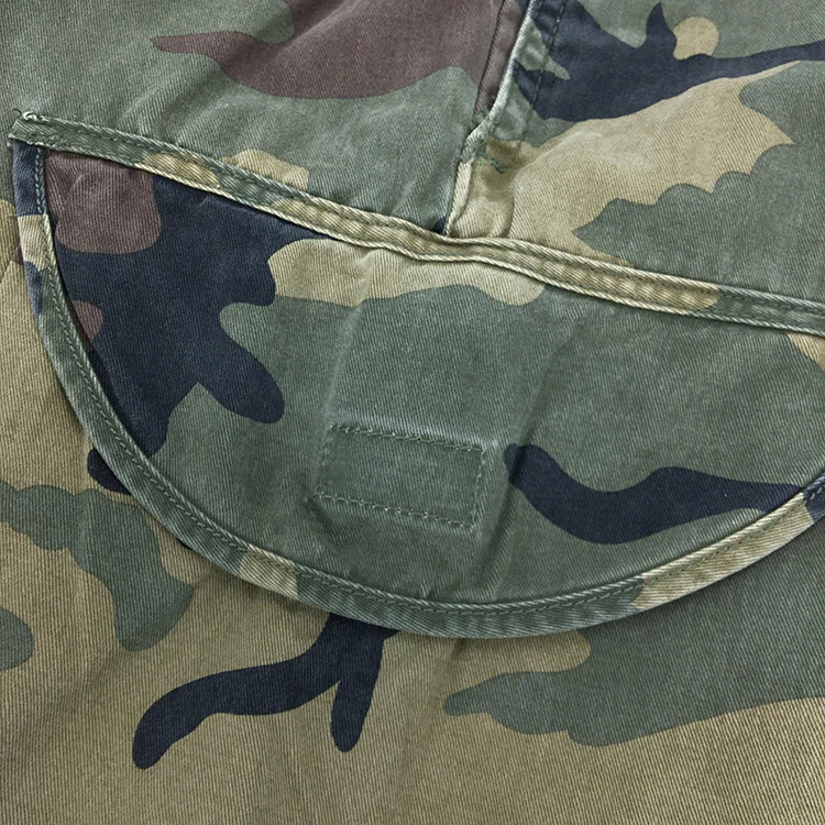 Summer New American Retro Heavyweight Camouflage Cargo Shorts Men's Pure Cotton Washed Loose Multi-pocket Casual 5-point Pants