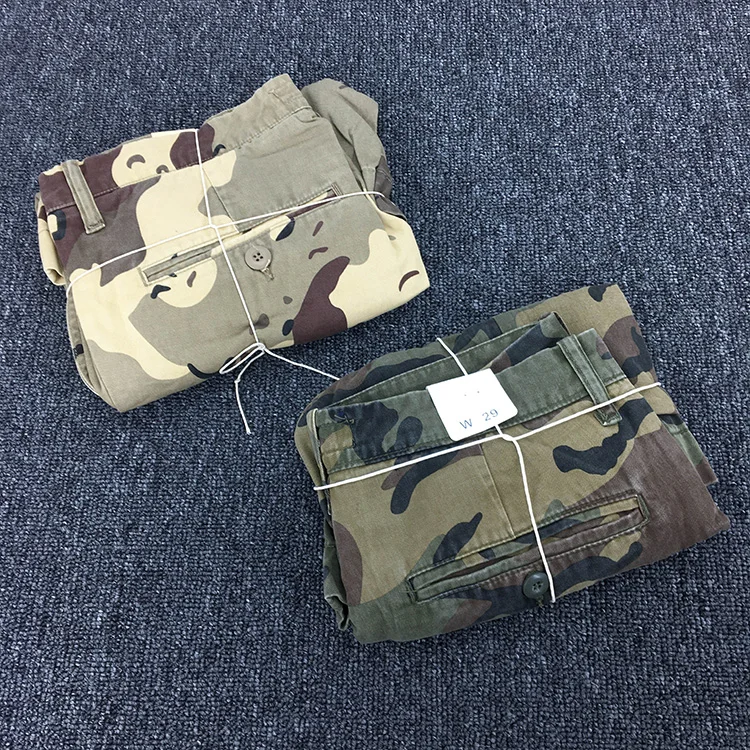 Summer New American Retro Heavyweight Camouflage Cargo Shorts Men's Pure Cotton Washed Loose Multi-pocket Casual 5-point Pants