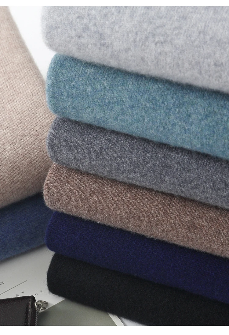 LHZSYY Men's V-Neck Cashmere Sweater 23Autumn Winter New Thick Solid Pullovers Loose Knit Base Shirt Business Casual Jacket Tops