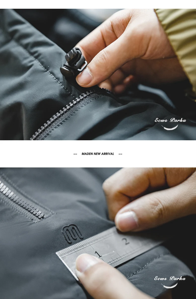 Maden Winter Hooded Down Jacket for Men White Duck Down Filling Thickened Warm Outer Coat Outdoor Windproof Parkas Black Jacket