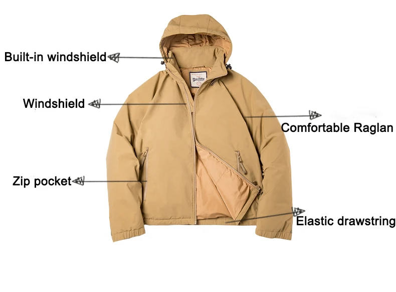 Maden Winter Hooded Down Jacket for Men White Duck Down Filling Thickened Warm Outer Coat Outdoor Windproof Parkas Black Jacket