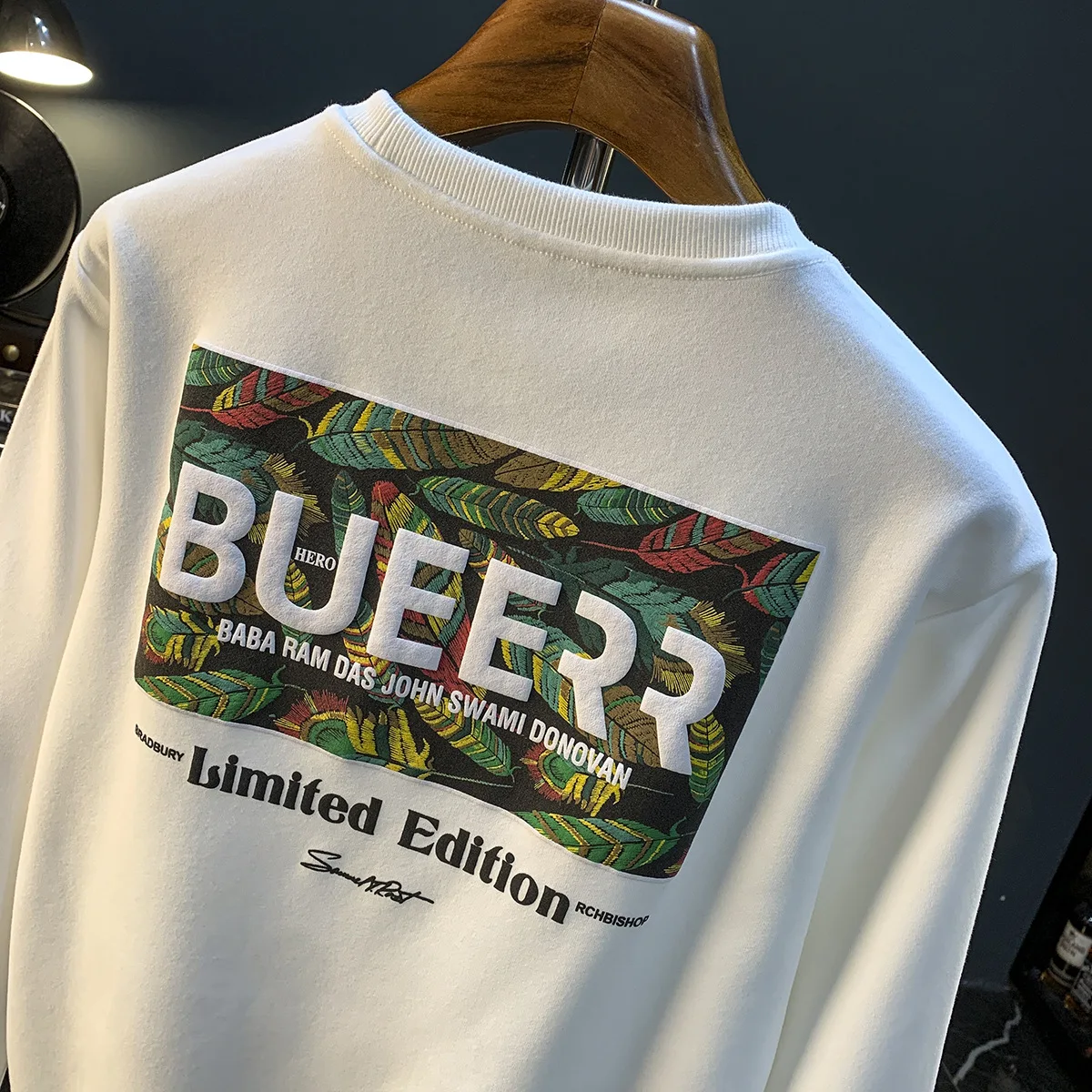 Fashion hoodie men's 2024 autumn and winter new trend printed long sleeved T-shirt loose elastic high-end Sweater