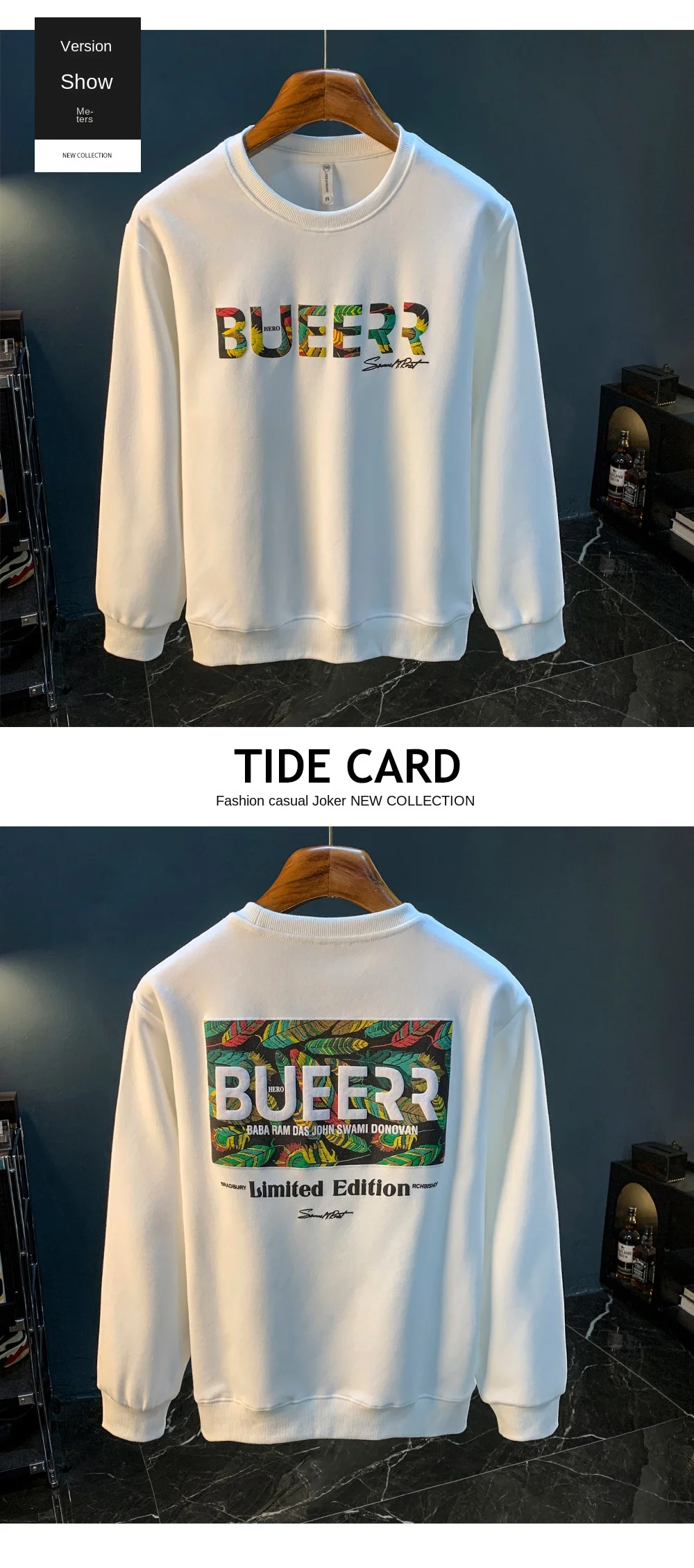 Fashion hoodie men's 2024 autumn and winter new trend printed long sleeved T-shirt loose elastic high-end Sweater