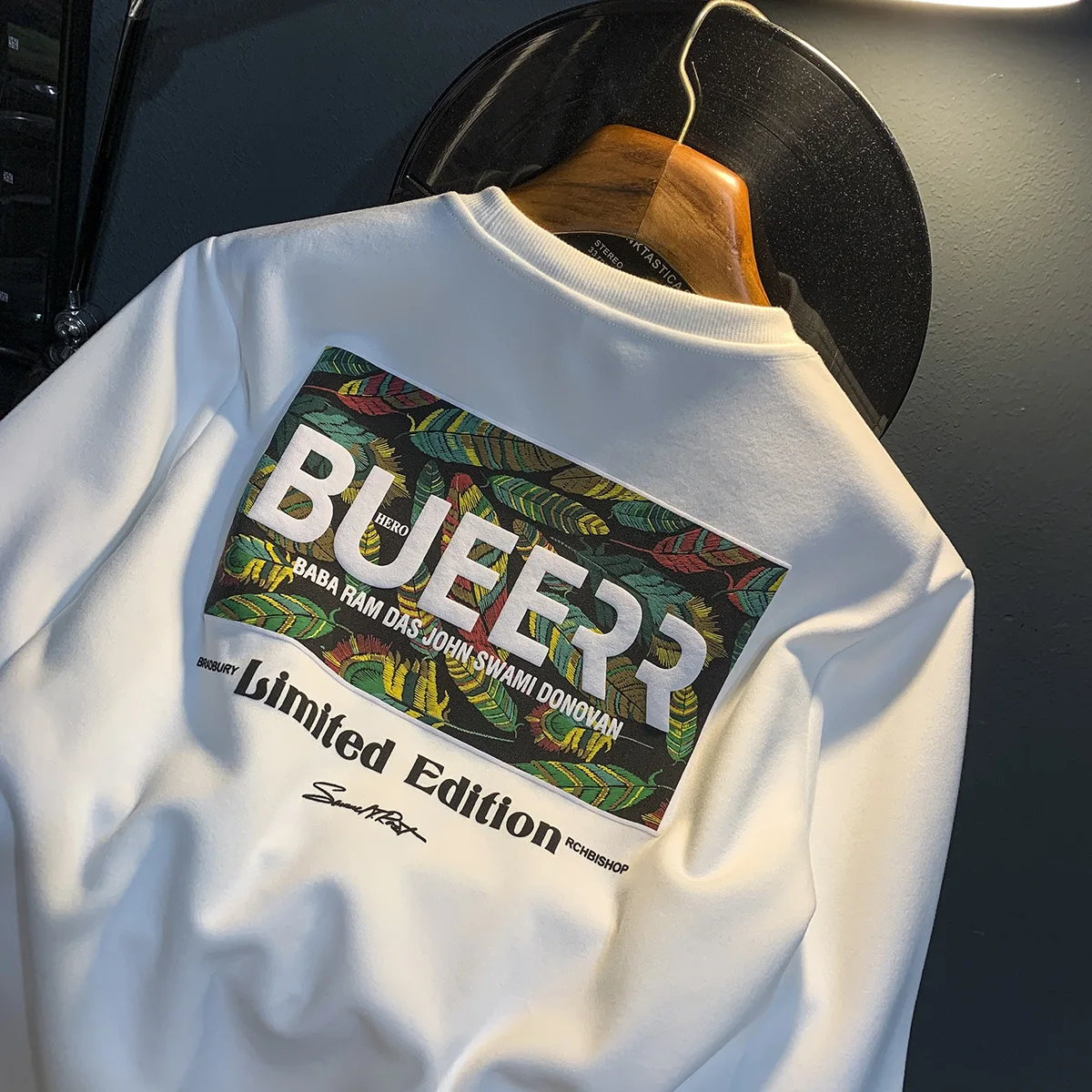 Fashion hoodie men's 2024 autumn and winter new trend printed long sleeved T-shirt loose elastic high-end Sweater