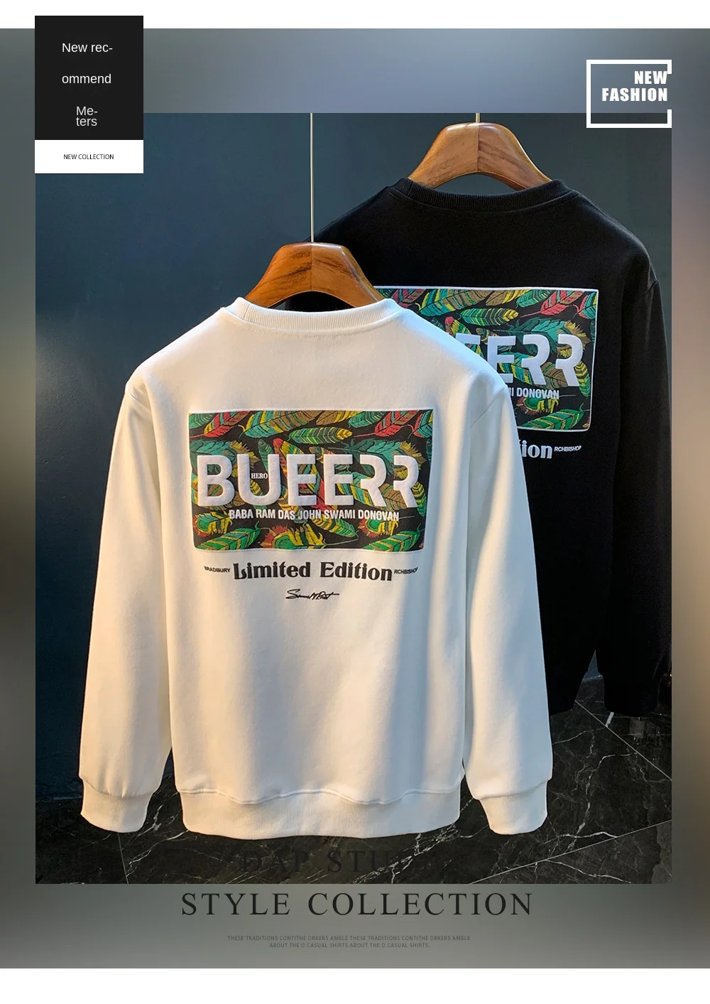 Fashion hoodie men's 2024 autumn and winter new trend printed long sleeved T-shirt loose elastic high-end Sweater