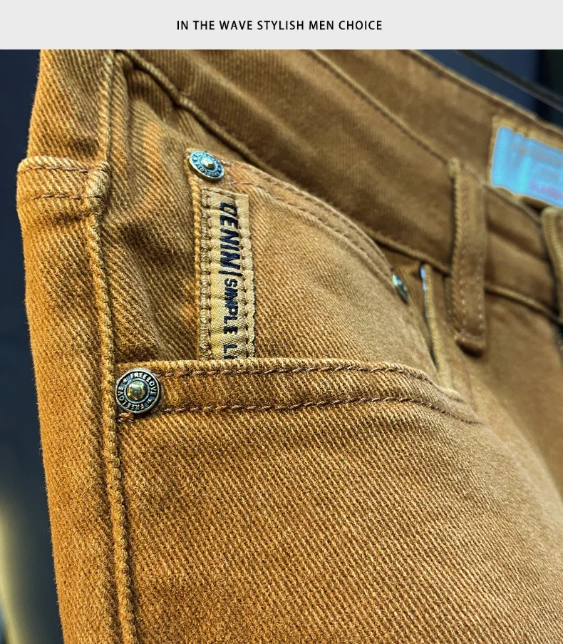 Men jeans 2024 new autumn fashion high-end affordable luxury stretch fitted all-match casual trendy denim long pants