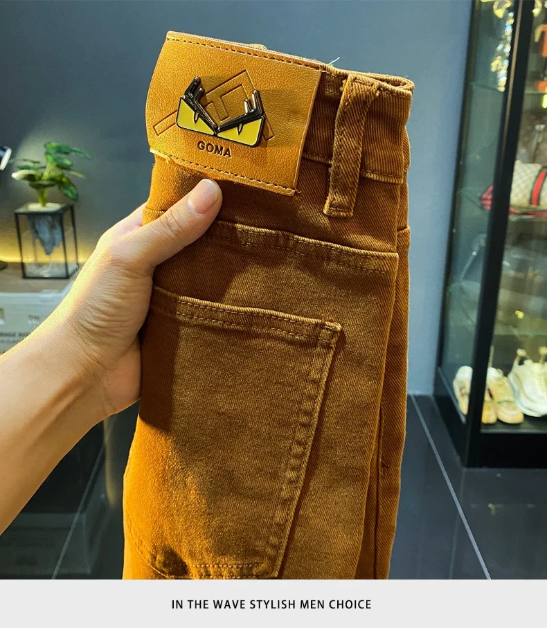 Men jeans 2024 new autumn fashion high-end affordable luxury stretch fitted all-match casual trendy denim long pants