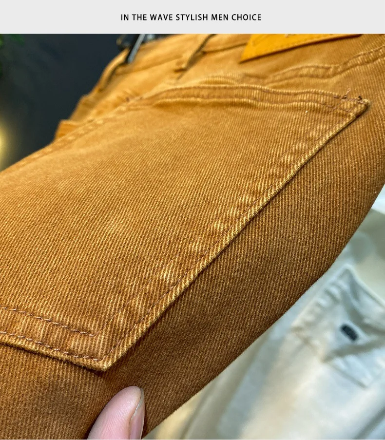 Men jeans 2024 new autumn fashion high-end affordable luxury stretch fitted all-match casual trendy denim long pants