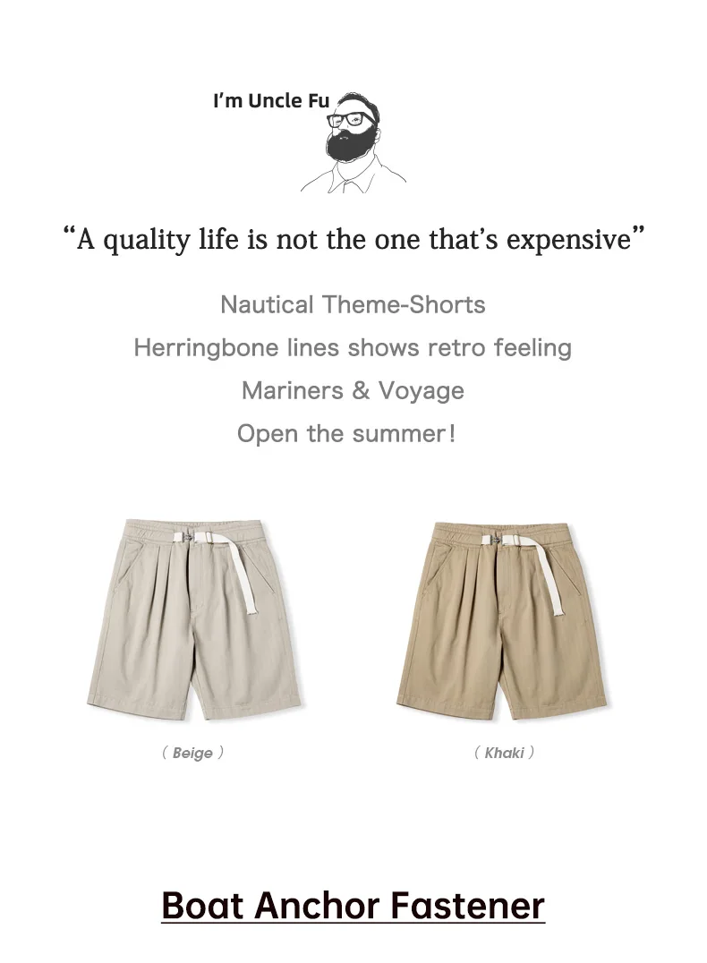 Maden Vintage Buckle Belt Straight Shorts with Outdoor Casual Five-point Pants for Men's New Summer Fashion