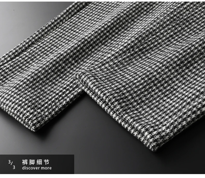 Gray Plaid Pants Men's Casual Slim Slim Straight Leg Business Pants Fall Men's Woolen Pants