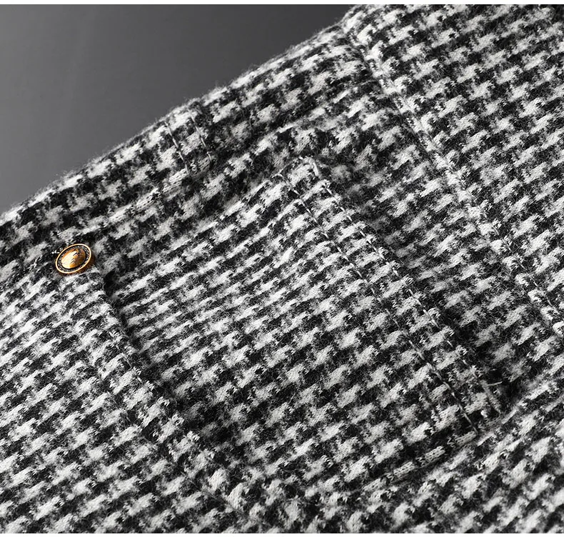 Gray Plaid Pants Men's Casual Slim Slim Straight Leg Business Pants Fall Men's Woolen Pants