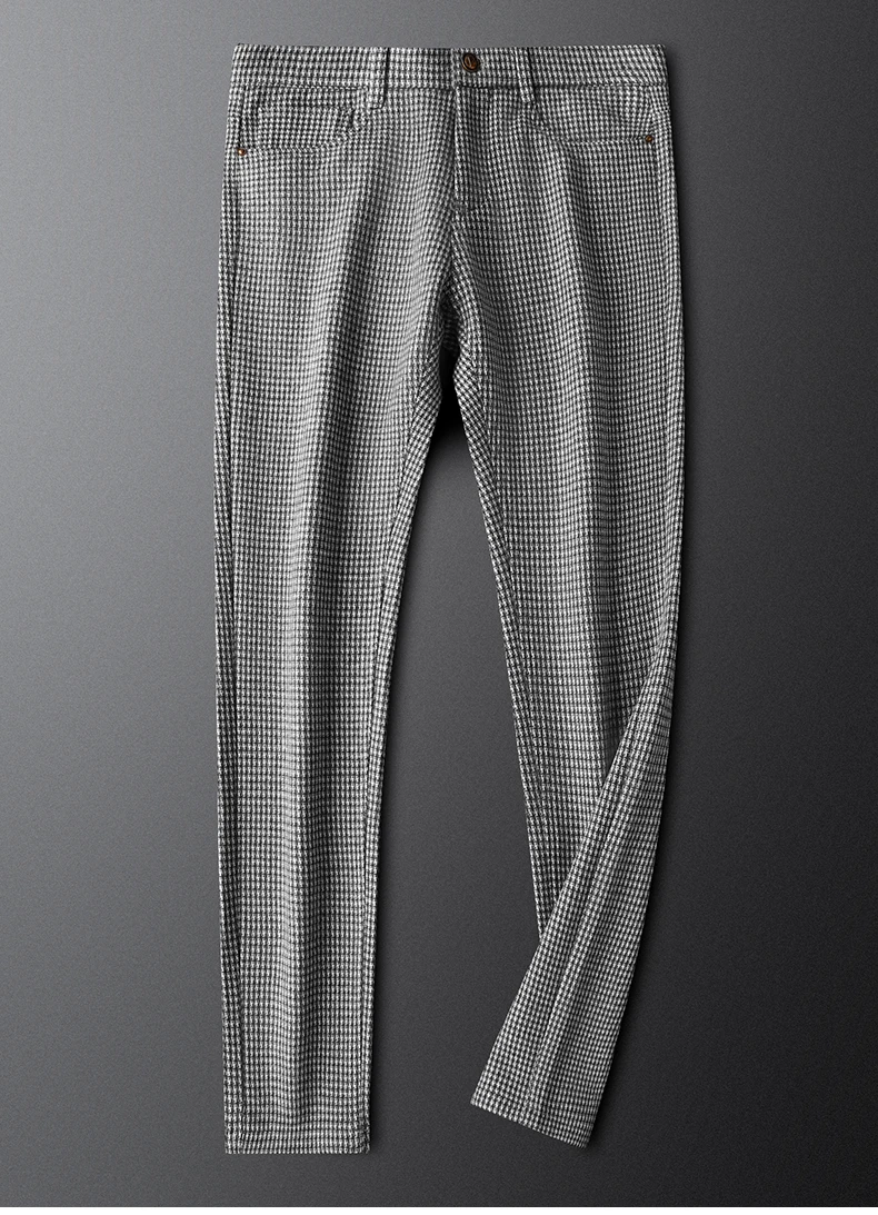 Gray Plaid Pants Men's Casual Slim Slim Straight Leg Business Pants Fall Men's Woolen Pants