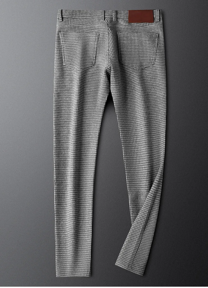 Gray Plaid Pants Men's Casual Slim Slim Straight Leg Business Pants Fall Men's Woolen Pants