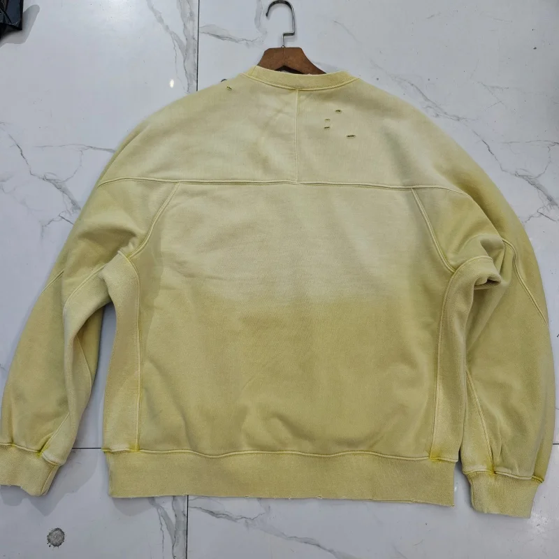 Vintage American Style Distressed Fleece Sweatshirt Men Winter Thick Loose Casual Hooded Pullover with Retro Design