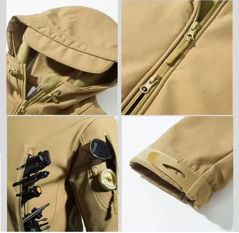 Tactical Men Winter Set Fleece Parkas Cargo Jackets Windbreak Hiking Camping Pant Climbing Tracksuit Sharkskin Casual Hood Coats