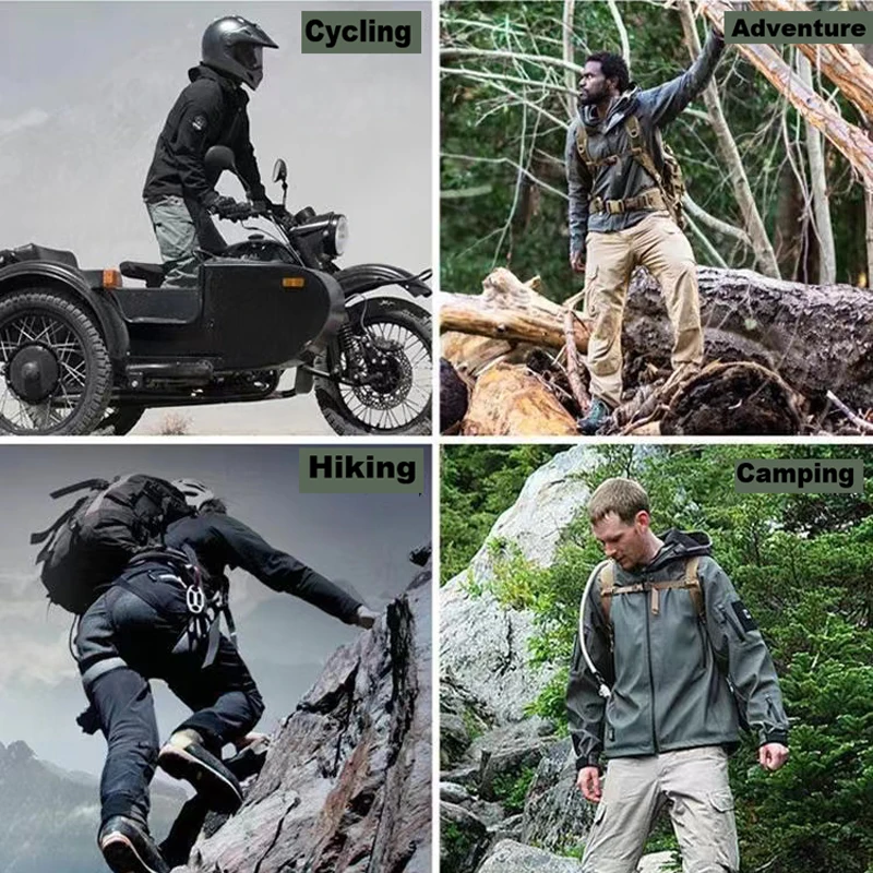 Tactical Men Winter Set Fleece Parkas Cargo Jackets Windbreak Hiking Camping Pant Climbing Tracksuit Sharkskin Casual Hood Coats