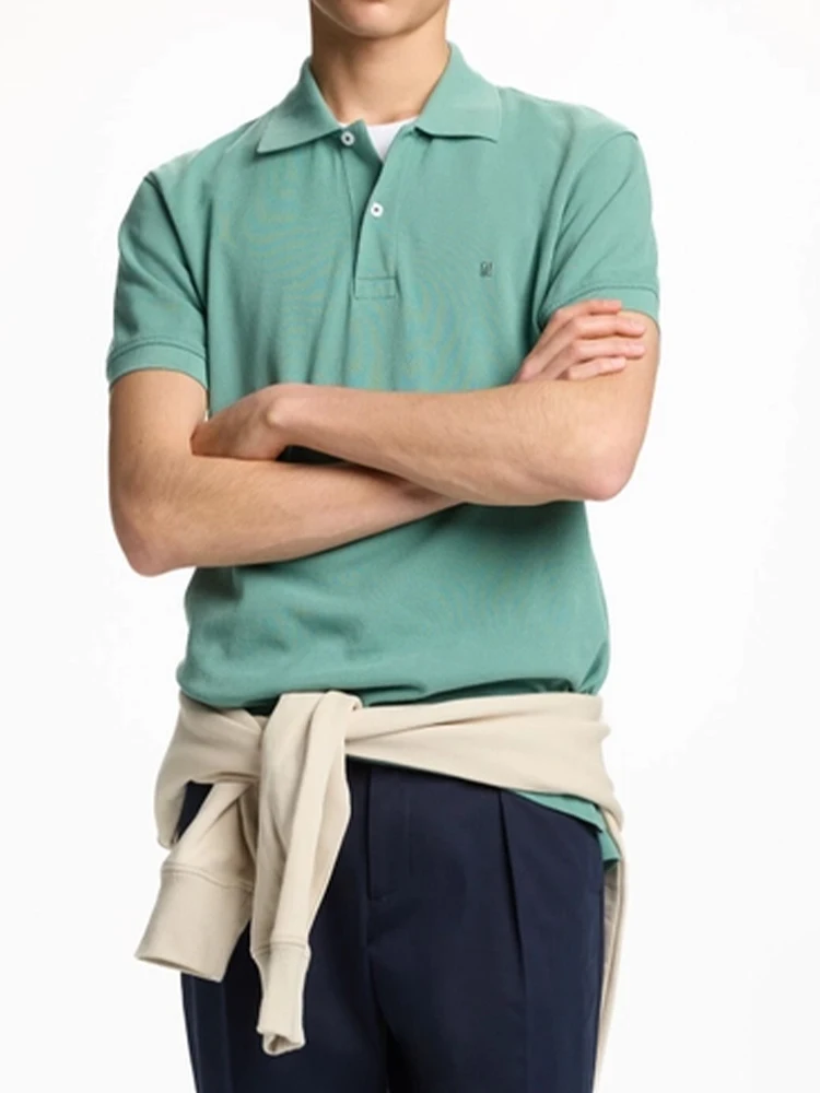 CH Breathable Mens Polo Shirts Lapel Button Short Sleeve Tiny Logo Solid Color Multi Colors Business Casual Tees