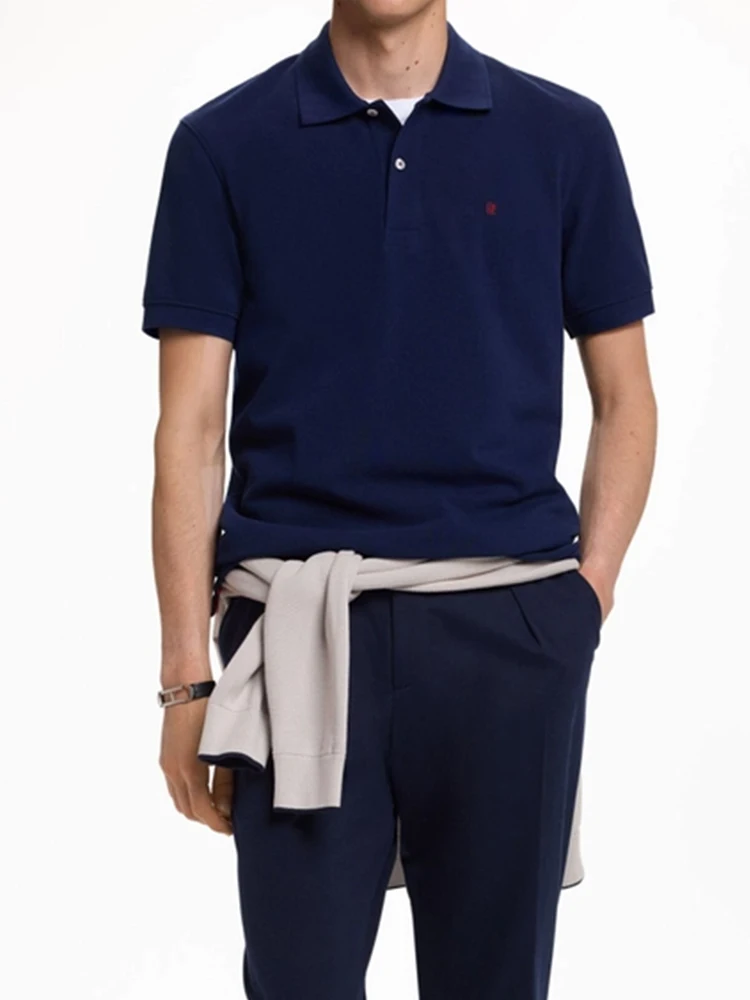 CH Breathable Mens Polo Shirts Lapel Button Short Sleeve Tiny Logo Solid Color Multi Colors Business Casual Tees