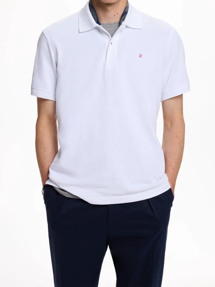CH Breathable Mens Polo Shirts Lapel Button Short Sleeve Tiny Logo Solid Color Multi Colors Business Casual Tees