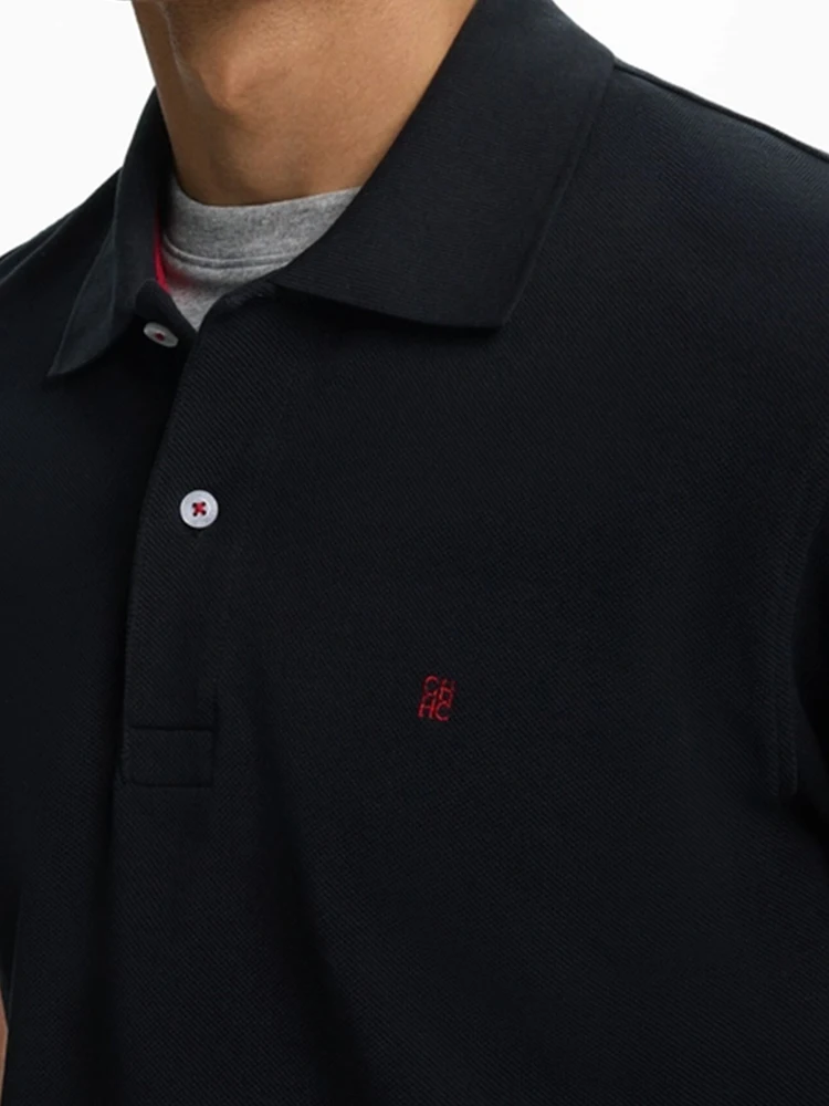 CH Breathable Mens Polo Shirts Lapel Button Short Sleeve Tiny Logo Solid Color Multi Colors Business Casual Tees