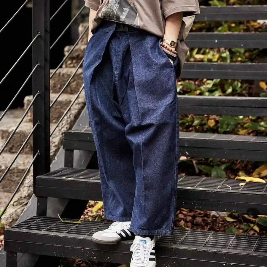 Retro Blue Dyed Kapital Hirata Loose Elastic Waist Adjustable Jeans for Men New Arrival