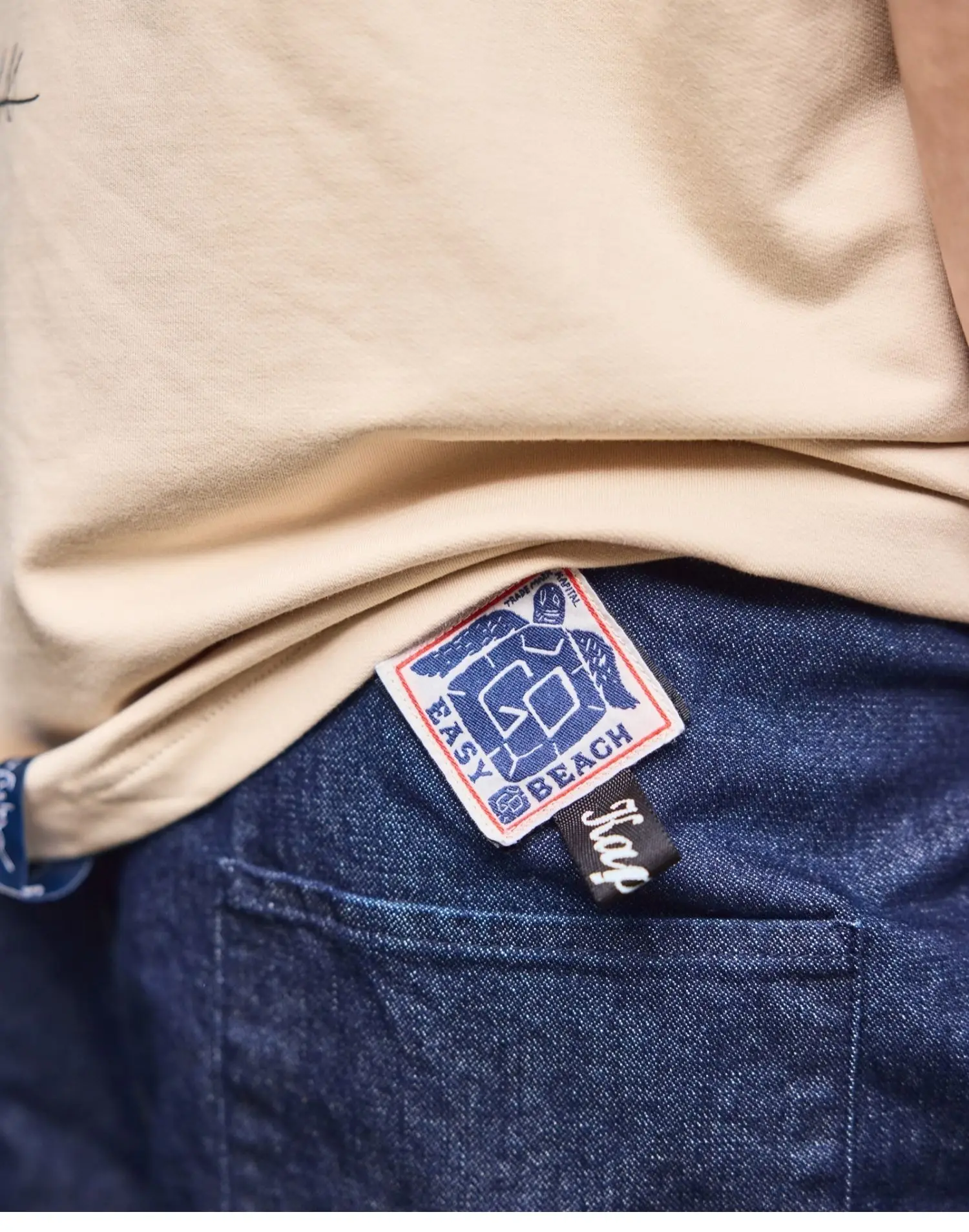 Retro Blue Dyed Kapital Hirata Loose Elastic Waist Adjustable Jeans for Men New Arrival