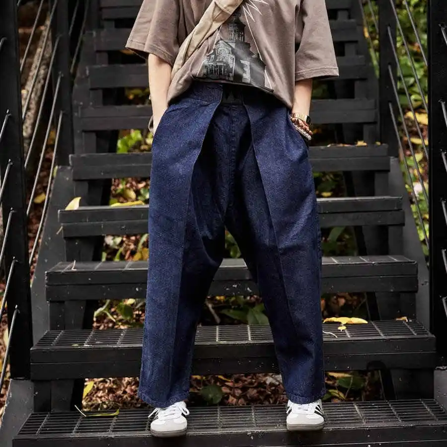 Retro Blue Dyed Kapital Hirata Loose Elastic Waist Adjustable Jeans for Men New Arrival