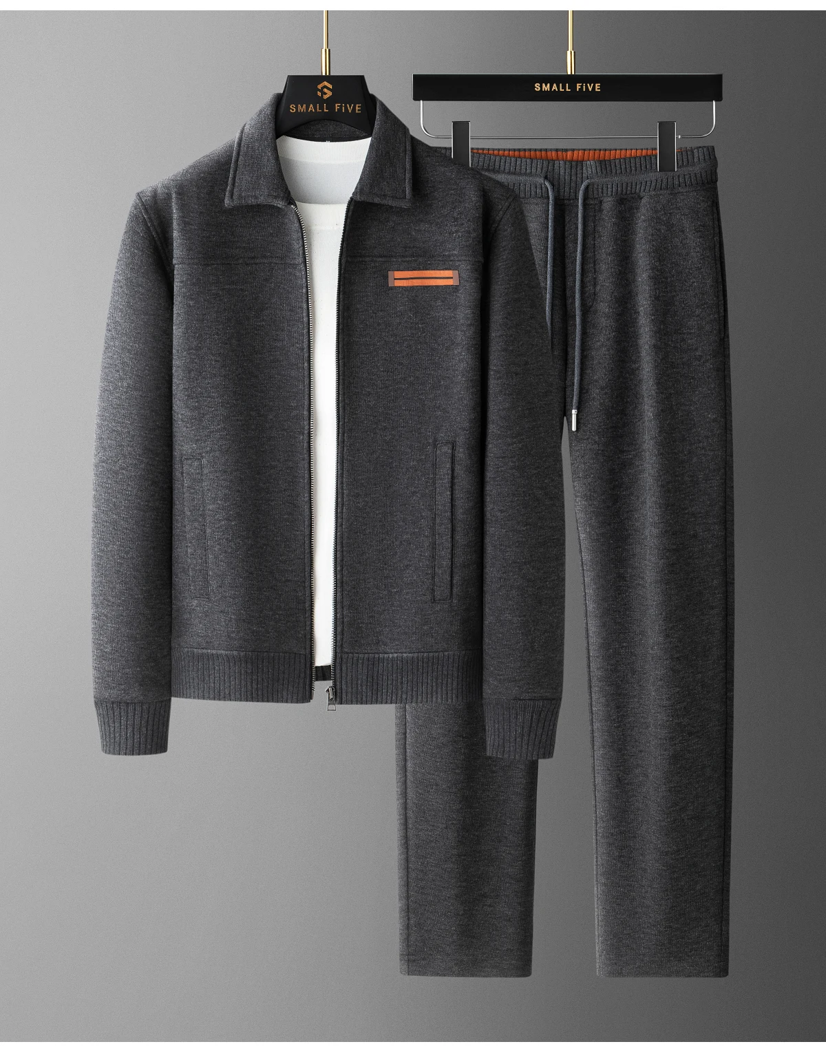 JSBD Winter Italian Old Money Style Warm Fleece Thick Wool Tweed Two-Piece Men's Lapel Cardigan Casual Sportswear Set