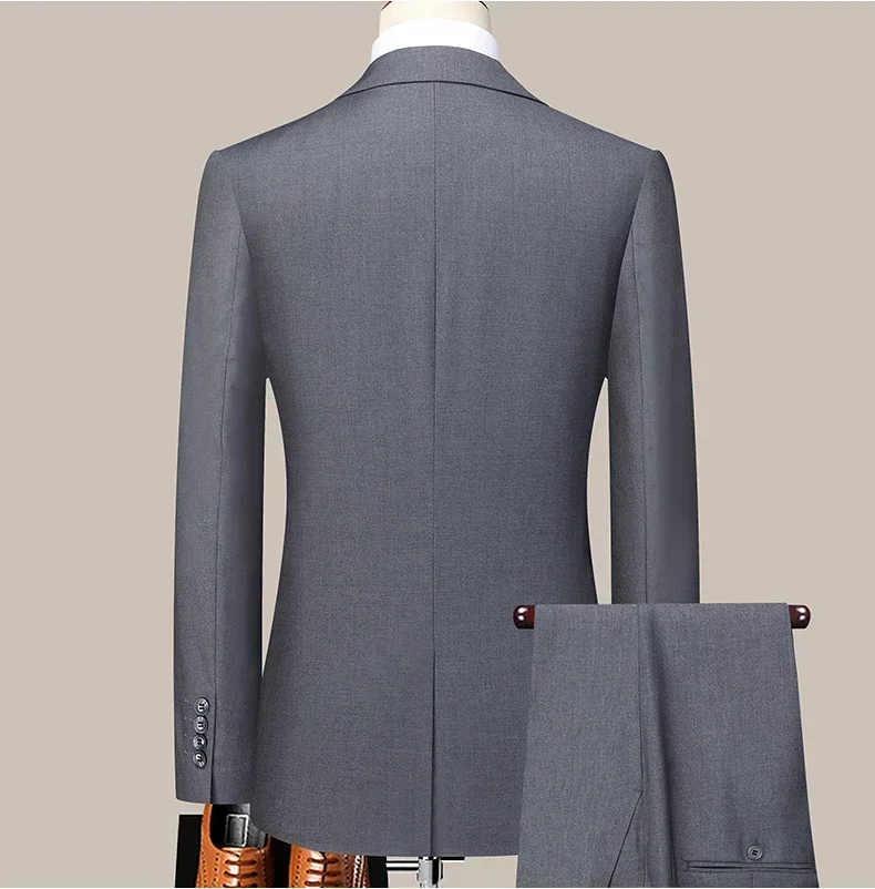 Suit (Blazer+Pants) Men's Fashion Business Outdoor Gentleman Trend Solid Color Casual Slim-fit Wedding Host Gentleman Suit S-6XL