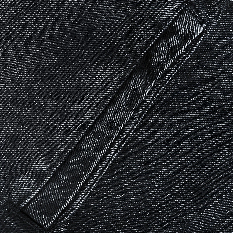 Men's Black Washed Denim Cropped Jacket Metal Buckle Zip Design Loose Drop Shoulder Coat Vintage Hip Hop Streetwear Outerwear Fo