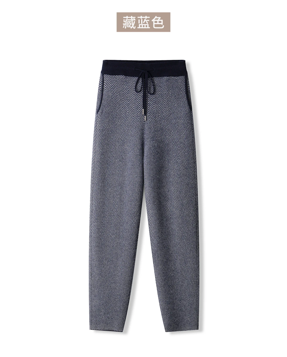 Soft 100% Merino Wool Straight-leg Pants For Men Jacquard Warm Knitted Pants Autumn Winter Thick Bottom Wear