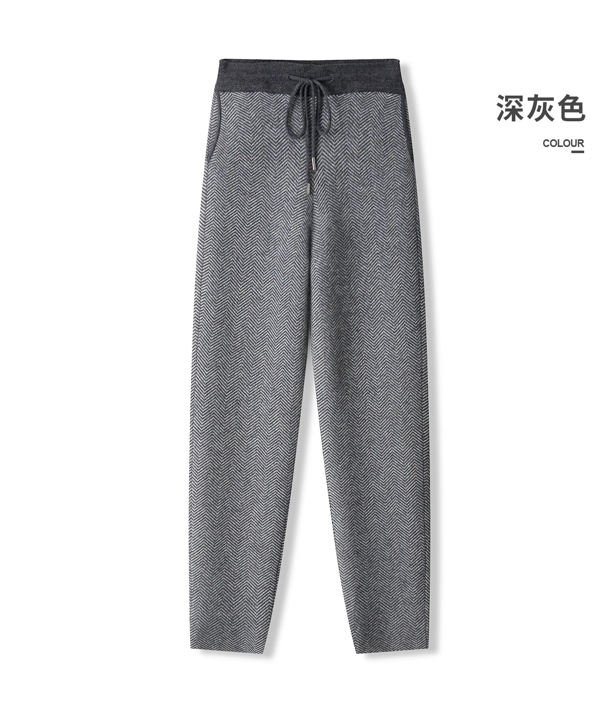 Soft 100% Merino Wool Straight-leg Pants For Men Jacquard Warm Knitted Pants Autumn Winter Thick Bottom Wear