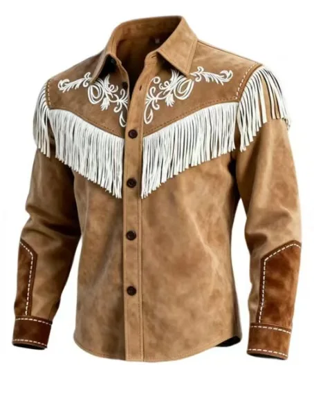 Men's Retro Casual Cassel Trendy jacket Top Autumn Long Sleeved Patchwork Tassel Shirt Ethnic Printed Button Cardigan Coat New