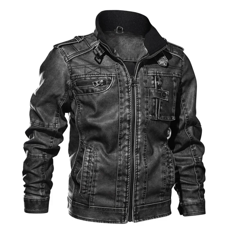 Autumn Winter Brand Leather Jacket Men Vintage Biker PU Coat Causal Motorcycle Jackets Plus Size 8XL 3D Stand Collar Thick Tops